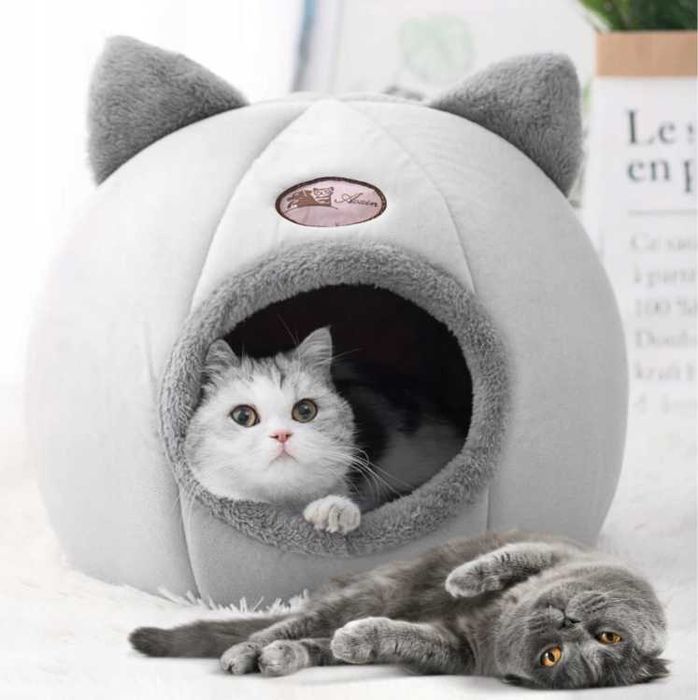 Domek dla kota budka legowisko pluszowe na zimę miękkie posłanie buda2