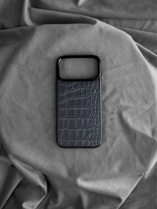 (Всі моделі) Чохол для iPhone з натуральної італійської шкіри (сірий)