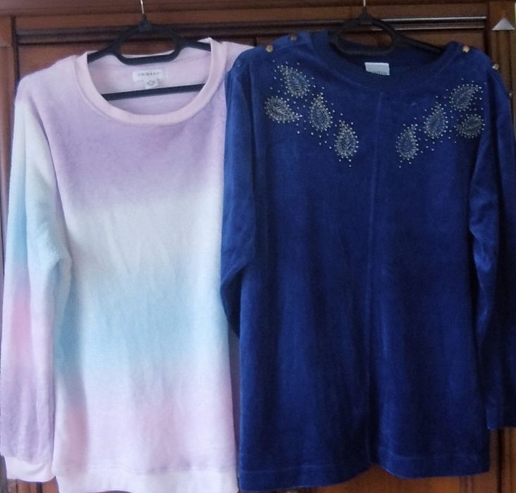 Кофта р.50-52 велюр синяя и р.XL/54-56 в полоску три цвета
