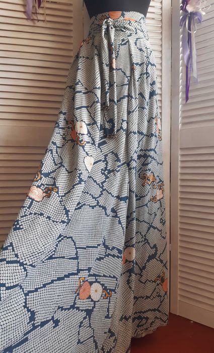 Шелковая макси юбка 100% шелк на завязках в этно стиле leifsdottir