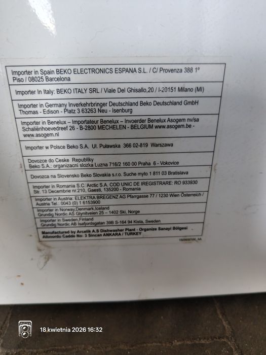 Zmywarka Beko 60 cm