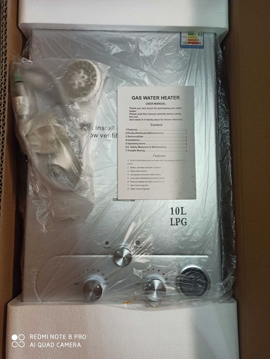 Podgrzewacz wody piec gazowy butla LPG JSD20 10L/min