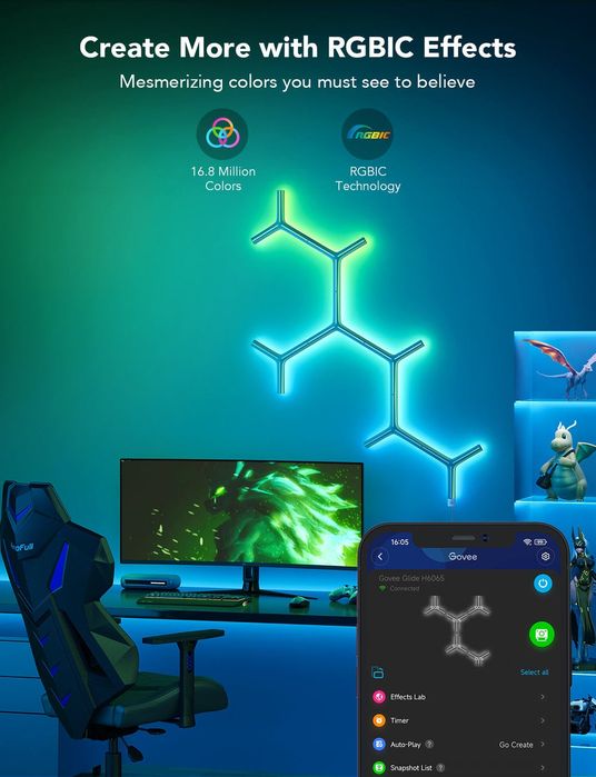Govee Glide Y Lights RGBIC модульні смарт світильники стан нових , світло для геймерів