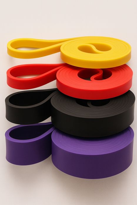 Gumy oporowe do ćwiczeń  – zestaw (4 poziomy oporu) NOWE, NIEUŻYWANE