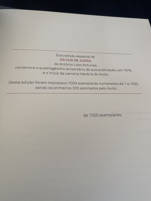 Pack Livros edição exclusiva de 1.000 exs. António Lobo Antunes