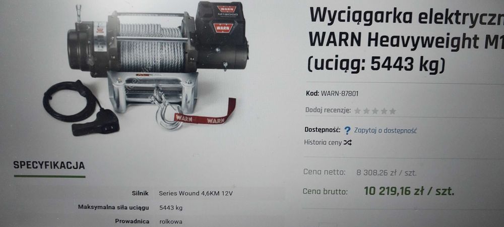 wyciągarka WARN M12000 24v jak nowa Pomoc Drogowa Laweta