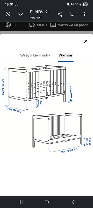 Zestaw mebli niemowlęcych SUNDVIK Ikea