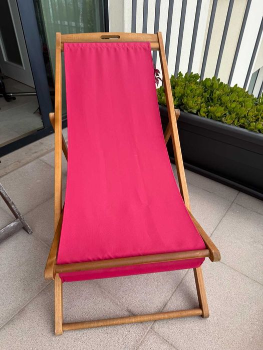 Espreguiçadeira dobrável em madeira – regulável – 135 × 59 cm