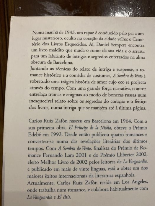 Carlos Zuiz Zafon - a sombra do vento