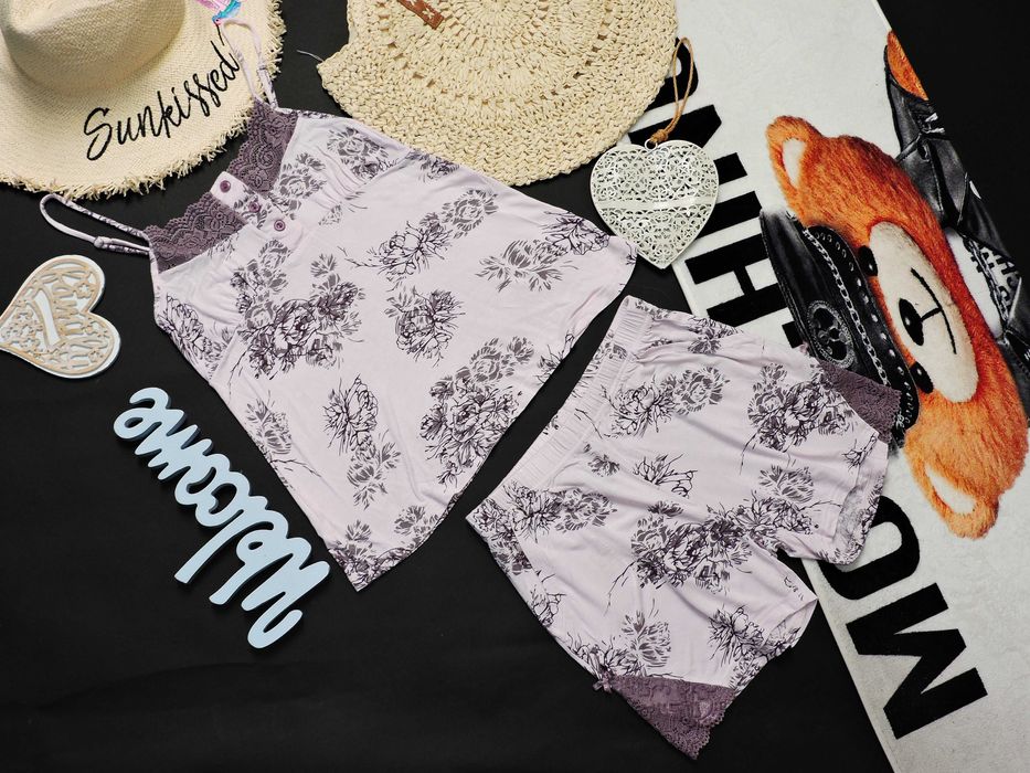 Moraj świetna piżamka kwiaty koronka S