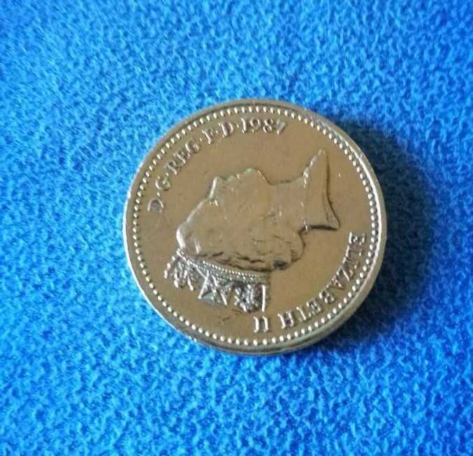Moeda de 1 libra 1987 (English Oak) NÃO É OURO