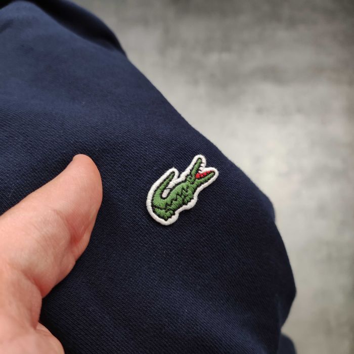 MĘSKA Bluza PREMIUM Granatowa Bawełna Elegancka Haft Logo Lacoste