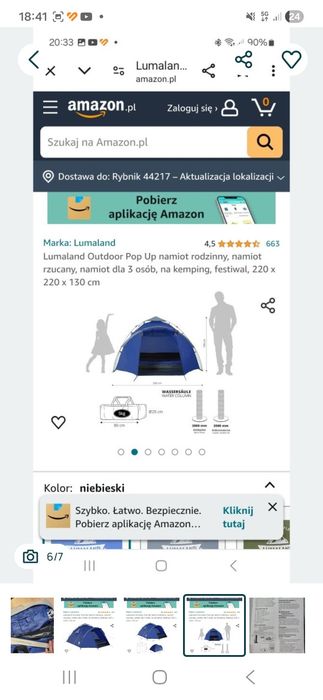 Namiot raz rozłożony na działce