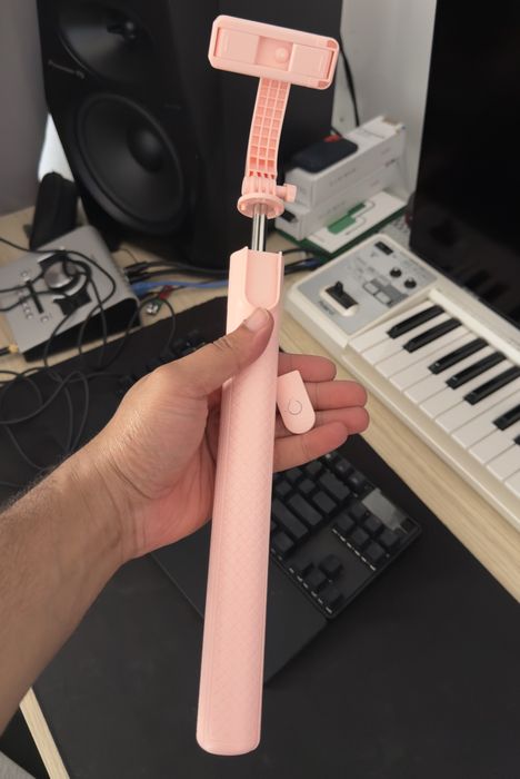 Tripé com suporte de telefone, 1.70cm ROSA - NOVO SELADO.