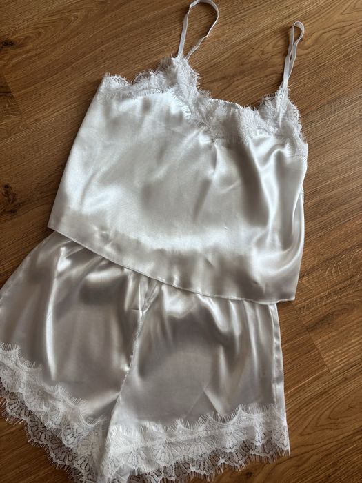 Piżama biala satynowa ślub wesele