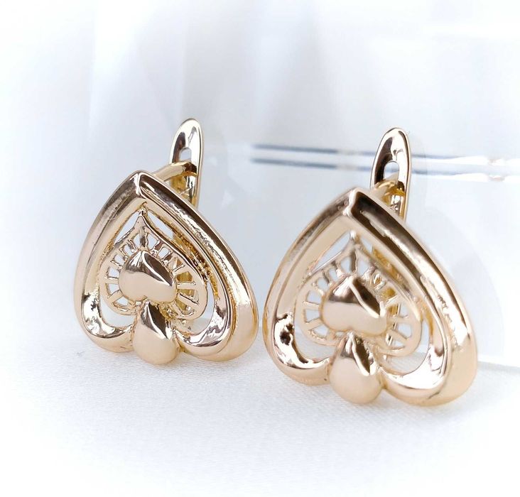 Kolczyki pozłacane serduszka stal chirurgiczna Xuping 18K