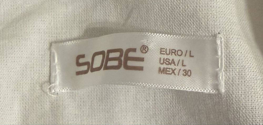 Білий лляний костюм SOBE (піджак та штани) — Розмір L (Made in Türkiye)