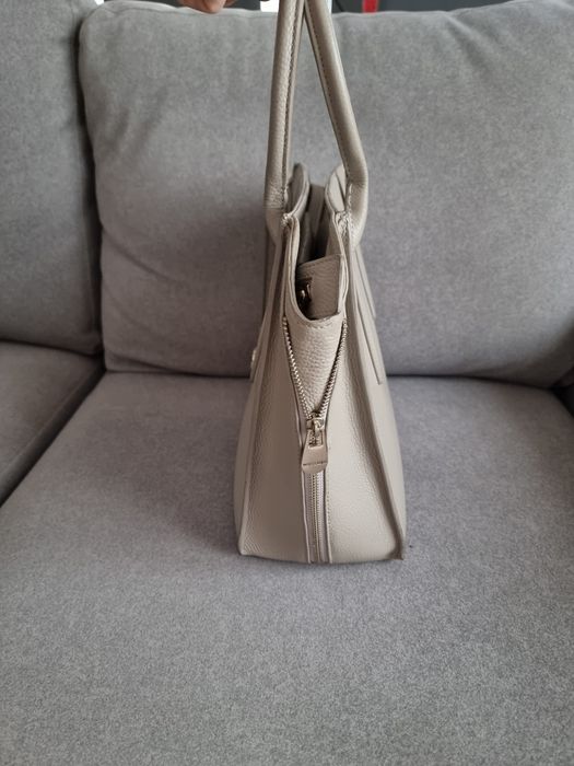 Szara skórzana torebka shopper bag Wittchen