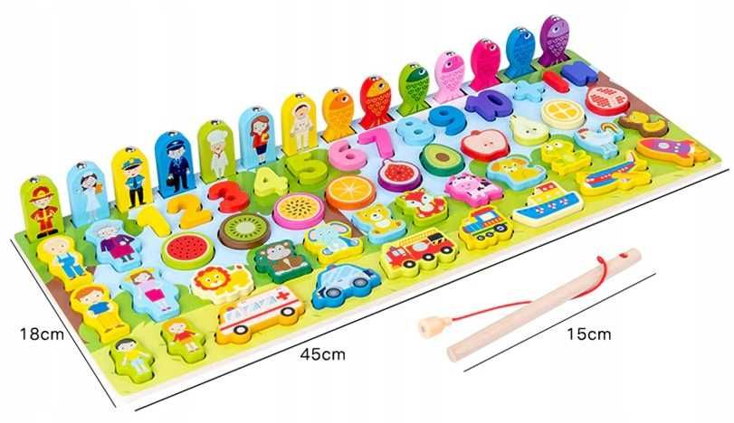 Drewniana logarytmiczna tablica Montessori 7w1