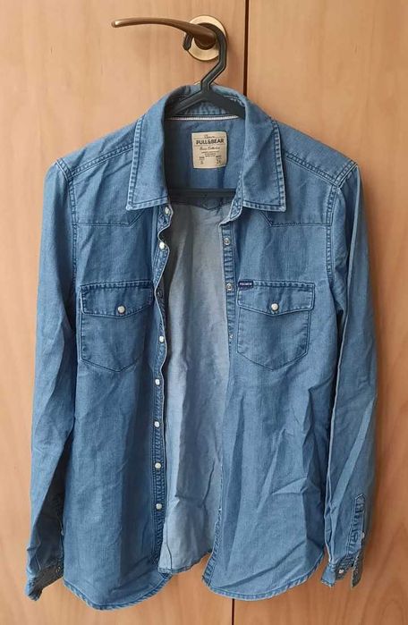 Camisa de ganga azul