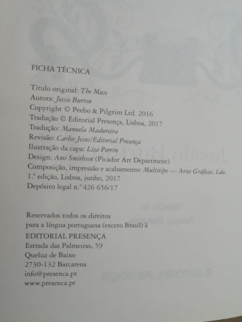 A Musa de Jessie Burton - 1ª Edição