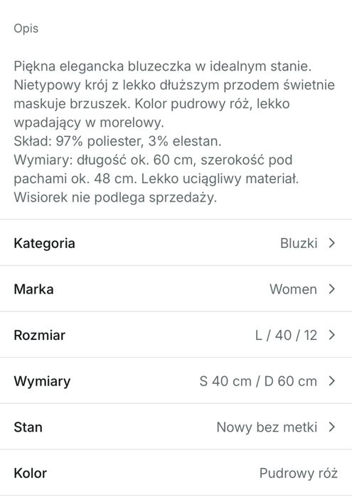 WYPRZEDAŻ!!! Piekna elegancka bluzeczka L