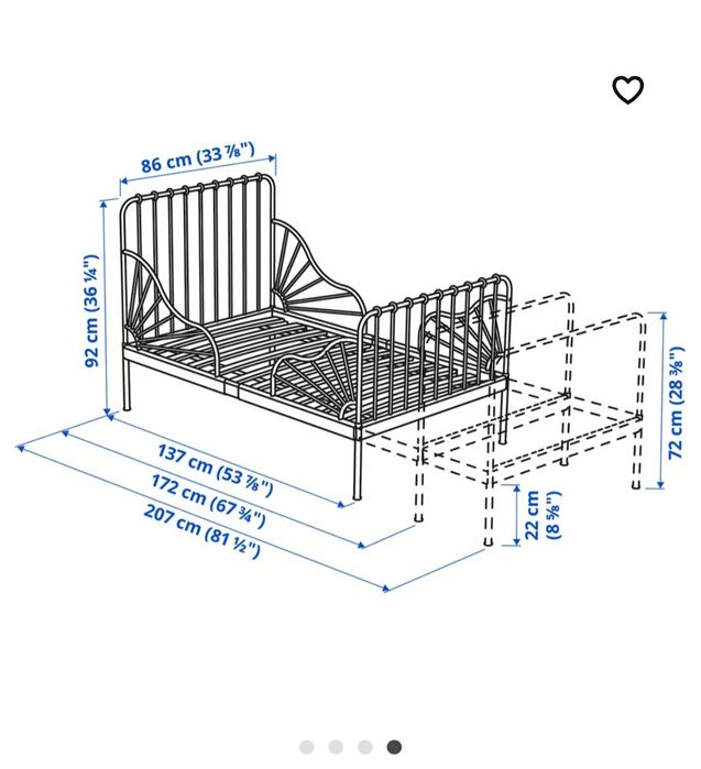 Łóżko Minnen Ikea rozsuwana rama 80x200cm