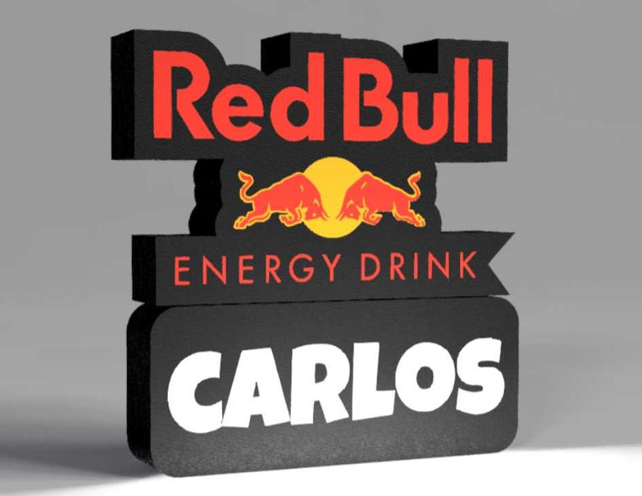 Luminária LED inspirada Red Bull- Impressão 3d personalizável