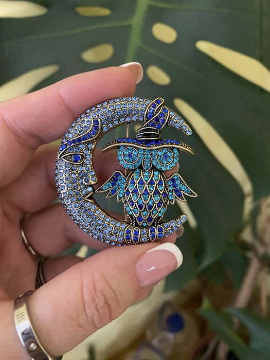 Брошка « Сова на місяці»