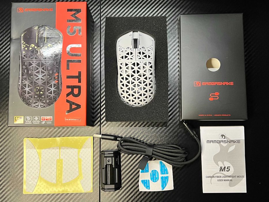 ‼️NEW‼️Mambasnake M5 Ultra White игровая мышка из карбона PAW3950MAX‼️