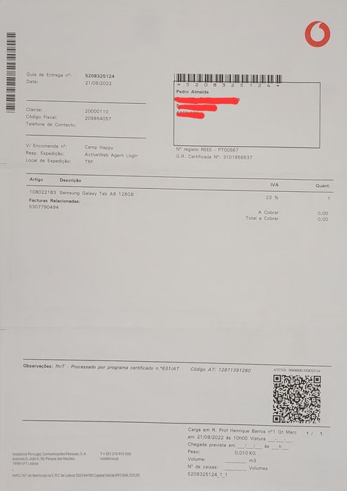 Tablet Samsung- Galaxy Tab A8 WiFi+ 4G novo com fatura64354196543746123