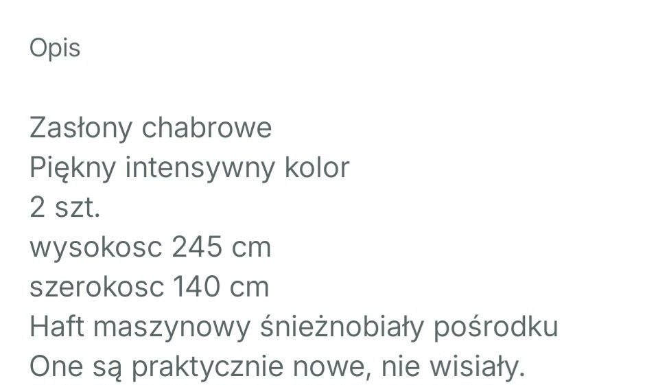 Zasłony chabrowe haft kółka 245 na 140 komplet 2 szt. Tanio