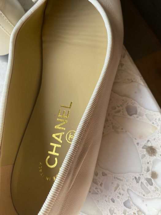 Balerinki Chanel 39 beżowe ze skóry naturalnej, wkładka 24,7 cm