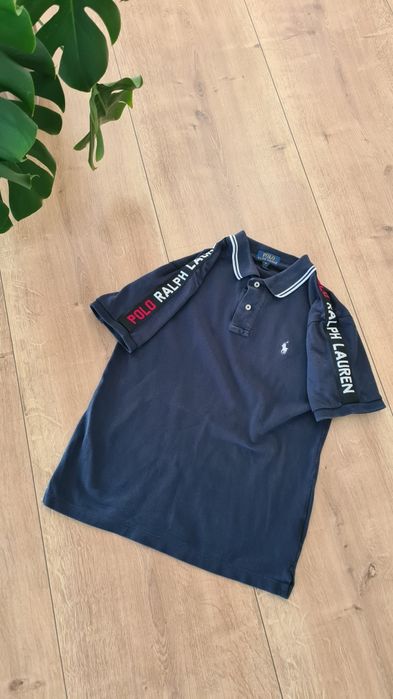 Polówka Koszulka Polo Ralph Lauren. Czarna. Lampasy. 10 - 12 lat