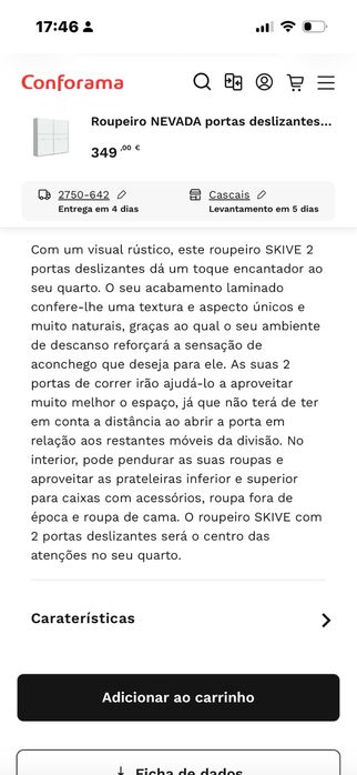 Armario conforama castanho e branco