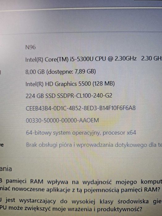 DELL Latitiude E5550 i5-5300, 8GBRAM, 224GB SSD