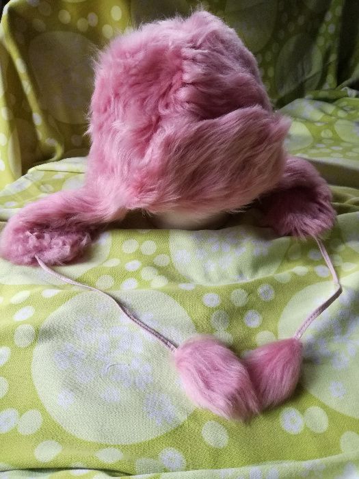 Czapka skórzana/futrzana papasza różowa