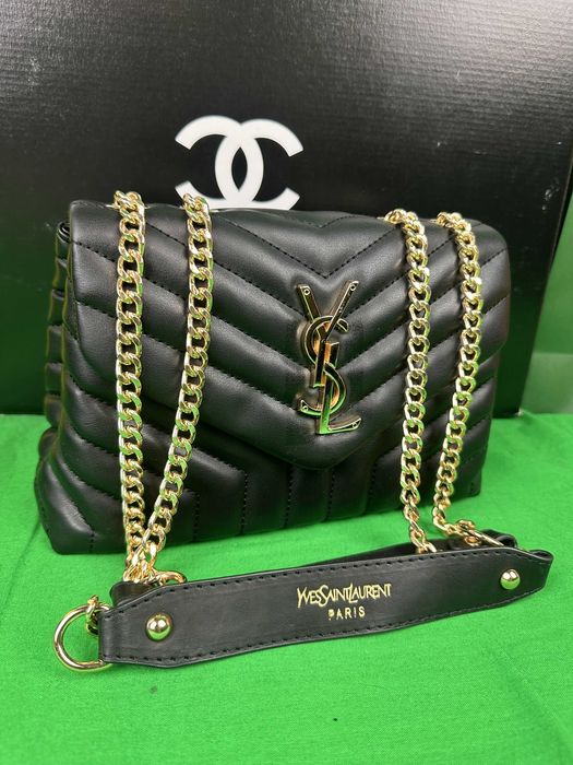 Torebka damska YSL Saint Laurent Loulou Czarna Złota Nowa Premium