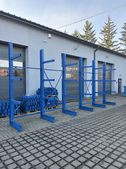 Regał regały wspornikowe jednostronne H300cm na dłużyce drewno profile