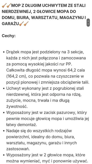 Mop przemysłowy 2 nakładki