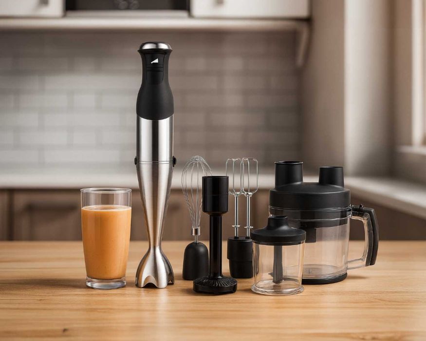 Mocny GÖTZE & JENSEN Blender Ręczny 1000W + Kruszenie Lodu + Malakser