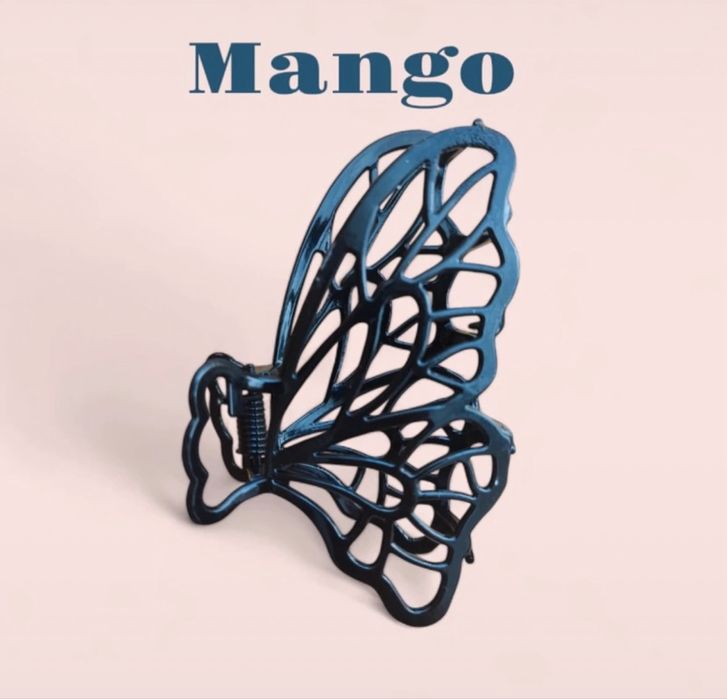Śliczna spinka klamra grzebyk do włosów Mango motylek czarna metalowa