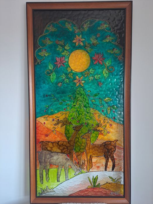 Vitral em moldura de madeira