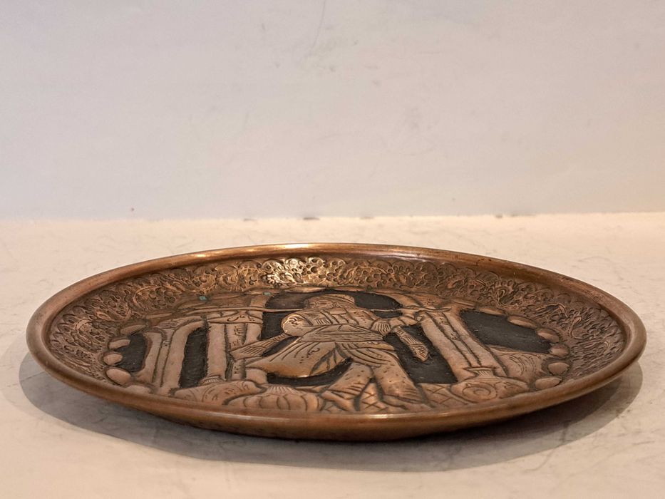 Подарок. Тарелка медная - Японский мотив - медь.