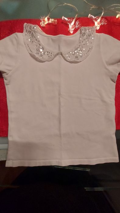 Bluzka biała galowa 110 116 dziewczynka