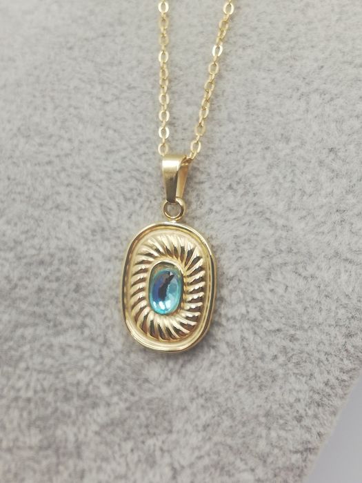 Naszyjnik stal chirurgiczna błękitne oczko