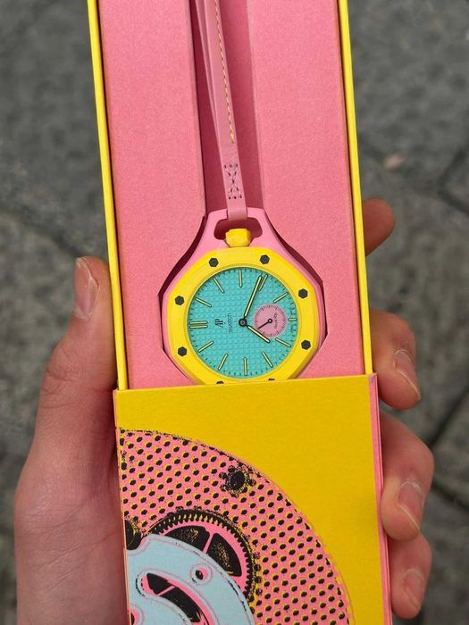 Swatch x AP Otg Roz SSX03J100N - Turkusowa tarcza, różowa obudowa