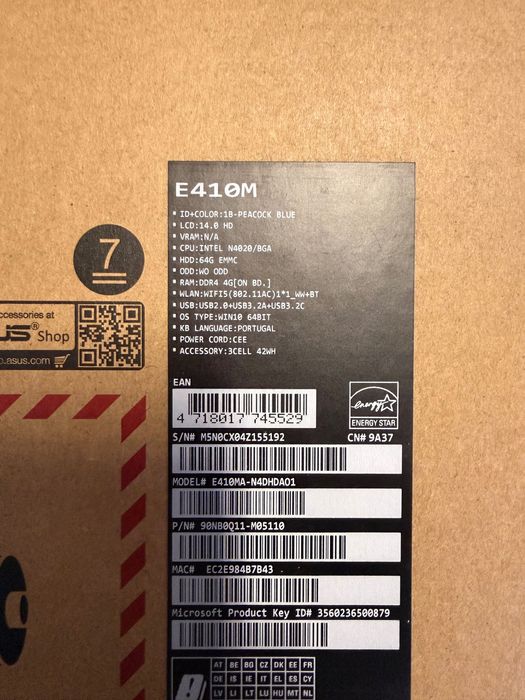 Portátil Asus Notebook 14’ N4020 E410MA-N4DHDAO1