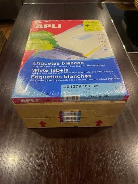 6 Resmas de Etiquetas Brancas (Escritório/Escola) - Novas