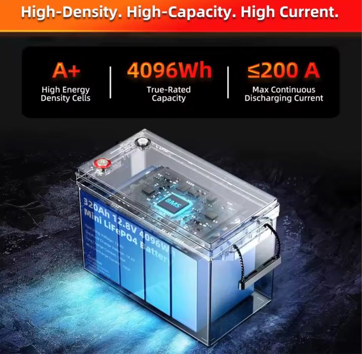 Акумулятор LiFePO4 12,8V  320Ah 4kwt з BMS в наличии